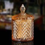 👉 Tandenstoker houder glas katoen bruin transparante Barokke stijl swab vak multifunctionele opslag emmer sieraden opbergdoos grootte: 14cmx 8.5 cm (bruin) 8733253402575