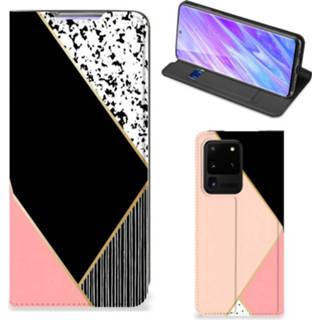 👉 Standcase zwart roze Samsung Galaxy S20 Ultra Stand Case Vormen 8720215323276