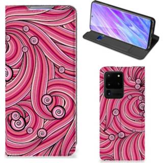 👉 Roze Samsung Galaxy S20 Ultra Bookcase Swirl Pink 8720215732269