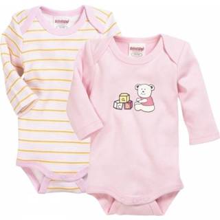 👉 Rompertje roze geel elastaan Schnizler romper Beren lange mouw roze/geel 2 stuks mt 86/92 4010952463231