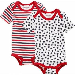 Rompertje blauw rood katoen Playshoes romper Sterren korte mouw blauw/rood 2 stuks mt 86/92 4010952461022