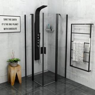 👉 Douchecabine zwart glas mat Sapho Zoom Line Black Draaideur 90x90 cm 6 mm Gecoat 8590913856105