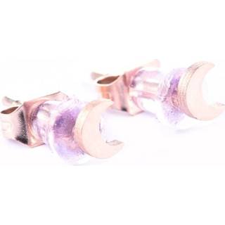 👉 Oorbel edelstaal goud vrouwen nederlands ros Go Dutch Label Oorbellen Maantje Rosé