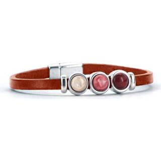 👉 Qoss Naturel Armband Milo Rood/Roze - Maat S