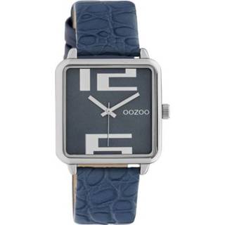 👉 Horloge leer croco unisex nederlands blauw OOZOO Timepieces Donker | C10366 8719929014754