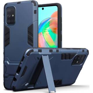 👉 Zwart backcover hoes blauw Qubits - Double Armor Layer met stand Samsung Galaxy A71 5053102858418