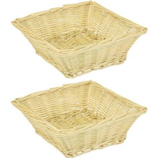 👉 Mand rieten mannen 2x Vierkante mand/schaal 26 x 8 cm