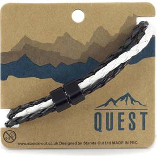 Armband leer unisex nederlands wit zwart Quest Leren 3 Band Zwart/ Q4 5060533020697