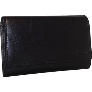 👉 Zwart leather leer vrouwen nederlands Design Beugelportemonnee met Overslag