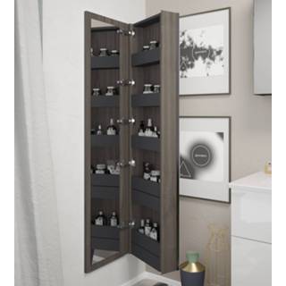 👉 Ben Tex Hoge kast met spiegeldeur links 41x15x160 cm kastanje truffel