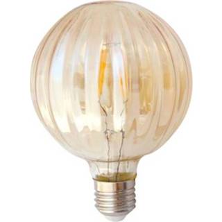 👉 Wit goud active E27 LED Filament Geribbeld Globelamp 4W Extra Warm Dimbaar