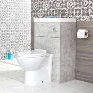 👉 Wastafel MDF vloerstaand grijs modern fsc linton Toilet met ingebouwde - 50cm x 86cm 87,5cm Betongrijs 5051752576027