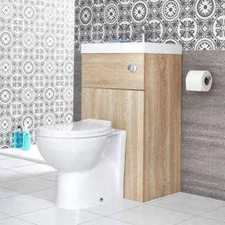 👉 Wastafel MDF vloerstaand eiken fsc modern Toilet met ingebouwde - 50cm x 89cm 85,7cm (ronde uitvoering) 5051752592140