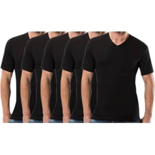 👉 5 stuks Bonanza Basic T-shirt - V-hals - 100% katoen - Zwart