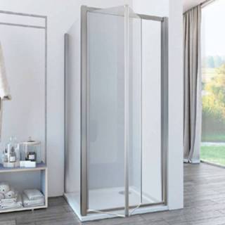 👉 Douchecabine glas chroom Lacus Vento met Schuifdeur en Vaste Zijwand Helder Anti-Kalk - 60 cm