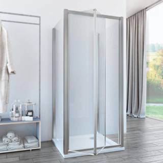 👉 Douchecabine chroom Lacus Vento Zebra met Schuifdeur en Twee Zijwanden Middenband Anti-Kalk - 70 cm