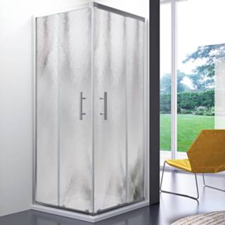 👉 Douchecabine glas aluminium chroom Lacus Panarea Vierkant Chinchilla Profiel - 70x70x190 cm