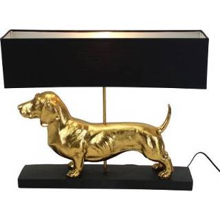 👉 Design tafellamp zwart goud textiel rechthoek modern active Meer Teckel Black Gold