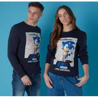 👉 SEGA Sonic the Hedgehog Navy Unisex Sweatshirt - Navy - XXL - Navy blauw