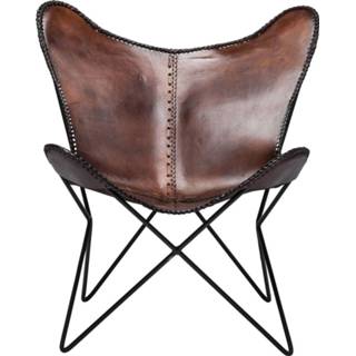 👉 Fauteuil bruin koeienhuid landelijk active Kare Butterfly Brown Econo 4025621798231