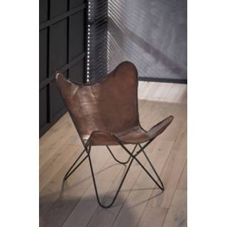 👉 Vlinderstoel bruin leer Rural Living active Meer Design Cognac 7432233265216