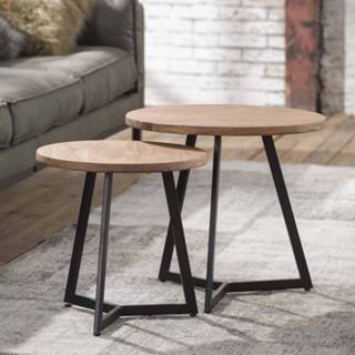 👉 Design bijzettafel bruin metalen poten rond dustrieel active Meer Andras 7432233316376