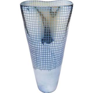 👉 Vaas blauw glas Geverfd active Kare Grid Luster Blue 48 cm 4025621617402