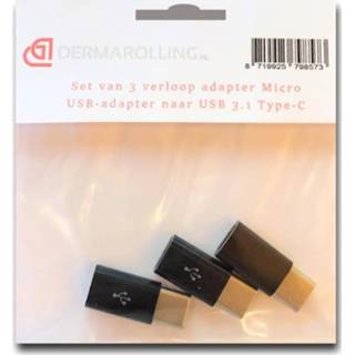 👉 Verloopadapter One Size GeenKleur Set van 3 verloop adapter Micro USB-adapter naar USB 3.1 Type-C 8719925798573