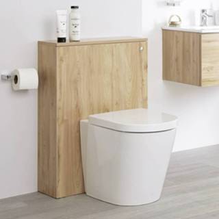 👉 Fsc vloerstaand eiken modern Staande Toiletten newington keramisch goud MDF Staand Toilet + Stortbak Ombouw 3/6L - 5051752686429