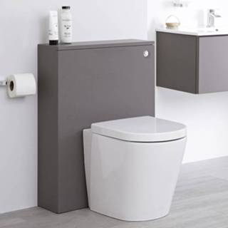 👉 Keramisch MDF newington grijs Staande Toiletten modern fsc vloerstaand Staand Toilet + Stortbak Ombouw 3/6L Mat - 5051752686412