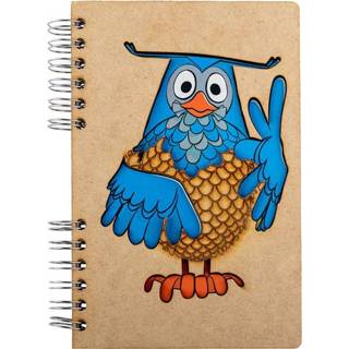 👉 MDF vrouwen bruin Notebook 3d kaft A6 gelinieerd - Meneer de uil-