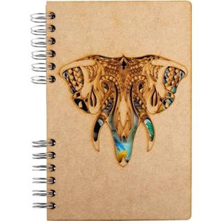 👉 MDF vrouwen bruin Notebook 3d kaft A6 gelinieerd - Olifant-