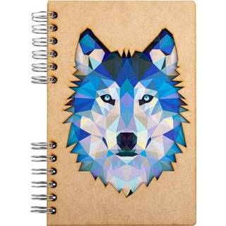 👉 MDF vrouwen bruin Notebook 3d kaft A6 blanco - Wolf-