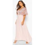 👉 Petite Occasion Sequin Angel Sleeve Maxi Dress, Blush