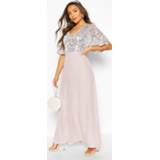 👉 Petite Occasion Sequin Angel Sleeve Maxi Dress, Silver