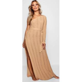 👉 Plus One Shoulder Crochet Beach Dress, Mocha