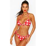 👉 Gingham Triangle Tie Side Bikini, Red