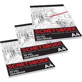 👉 Schetsboek 3x Schetsboeken/tekenboeken 50 bladzijdes 300 grams