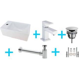 👉 Wit keramiek rechthoekig XXS apa Mueller One Pack L + Rombo kraan 30,5x18cm 7432030448416