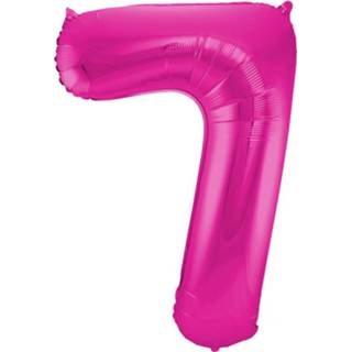 👉 Folie roze kunststof ballon 7 jaar 84 cm