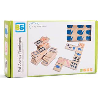 👉 Hout One Size meerkleurig BS Toys dikke dieren domino 24-delig 8717775443186