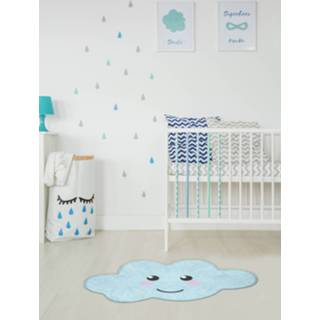 👉 Vloerkleed blauw polyester One Size ACHOKA wolkje 60 x 100 cm lichtblauw 5414869882762