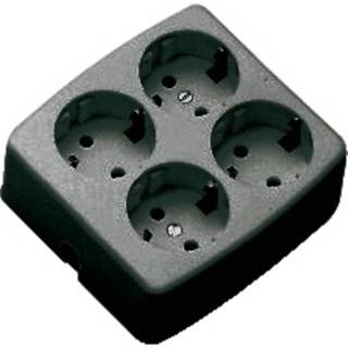 👉 Stekkerdoos zwart VB Vierkante monteerbaar 4-voudig Randaarde zonder snoer 8715063612931