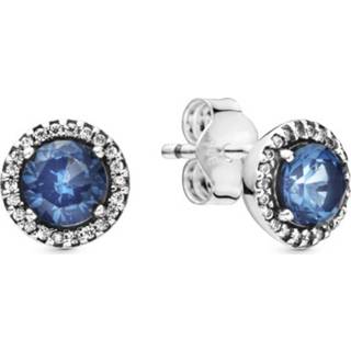 👉 Oorbel blauw zilver One Size Pandora 296272C01 Oorbellen Blue Round Sparkle 5700302827101