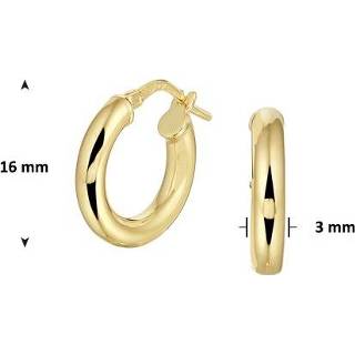 👉 Oorring goud zilveren One Size goudkleurig Zilgold Oorringen ronde buis met keren 3 x 16 mm 8718834575985