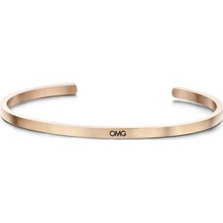 👉 Zirkonia One Size no color Key Moments 8KM-B00078 Stalen open bangle met tekst omg one-size rosékleurig 8719497234943