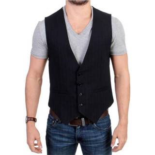 👉 Vest m male zwart Striped cotton casual