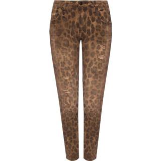 👉 Spijkerbroek vrouwen bruin Leopard print jeans