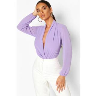 👉 Drape Chiffon Long Sleeve Woven one piece, Lilac