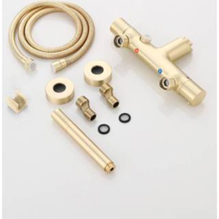 👉 Badkraan goud messing Opbouw Boss & Wessing Gold met Staaf Handdouche Set Mat 8719304702641